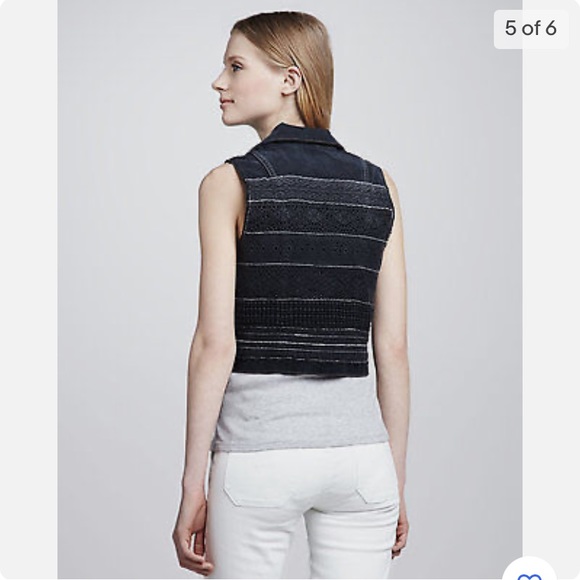 Current Elliott Sleeveless Denim Snap Front Jacket Vest With Lace Back - Picture 2 of 16